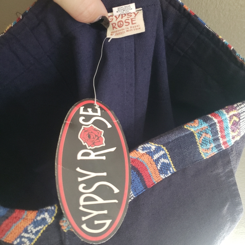Gypsy Rose Womens Blue Multicolor Fringe Shorts NWT Size Medium 100% Cotton - Picture 6 of 11